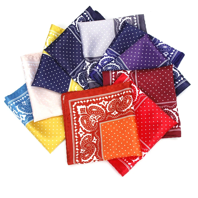 Для мужчин платок Винтаж Пейсли Dot Pocket Square мягкие шелковые платки Свадебная вечеринка Бизнес Hanky груди Полотенца подарок 24*24 см