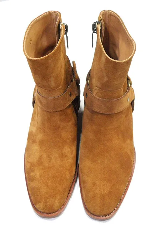 Мужские замшевые ботинки на плоской подошве с цепочкой|shoes fashion|shoes shoesshoes fashion men |