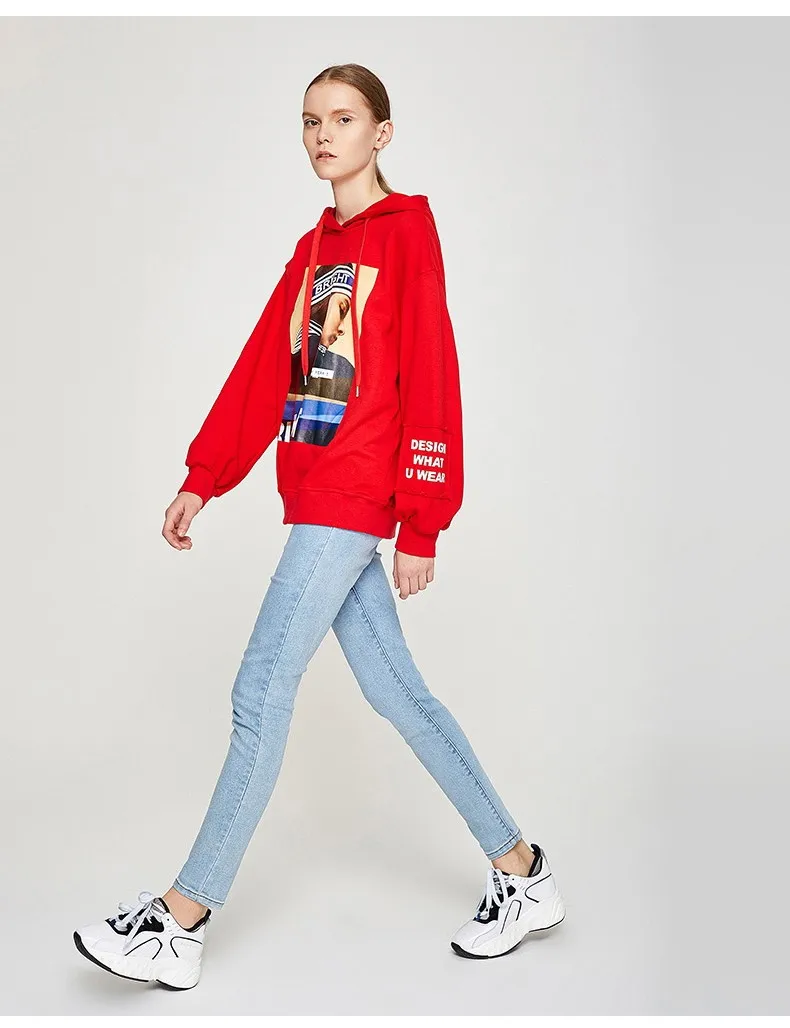 Toyouth New Autumn Fashion Kroean Women Sweatshirts Letters Long Sleeve Hoodies Cropped Hoodie Streetwear Plus Size Tops