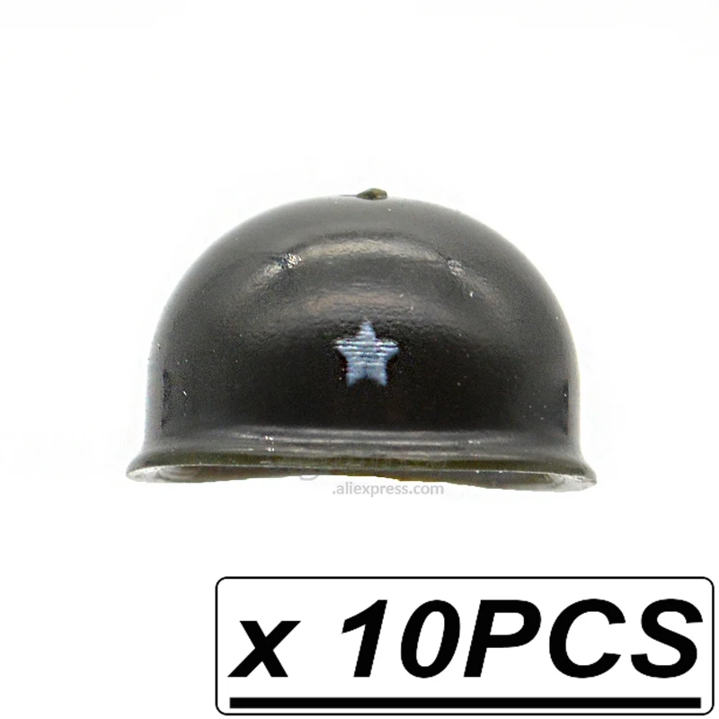 10pcs BGen Helmets 10 шт./лот, блоки WW2, M1, США, шлемы, напечатанные солдатами-солдатами, военная армия, звание MOC, Строительные кирпичи, игрушки для детей - Цвет: 10pcs BGen Helmets