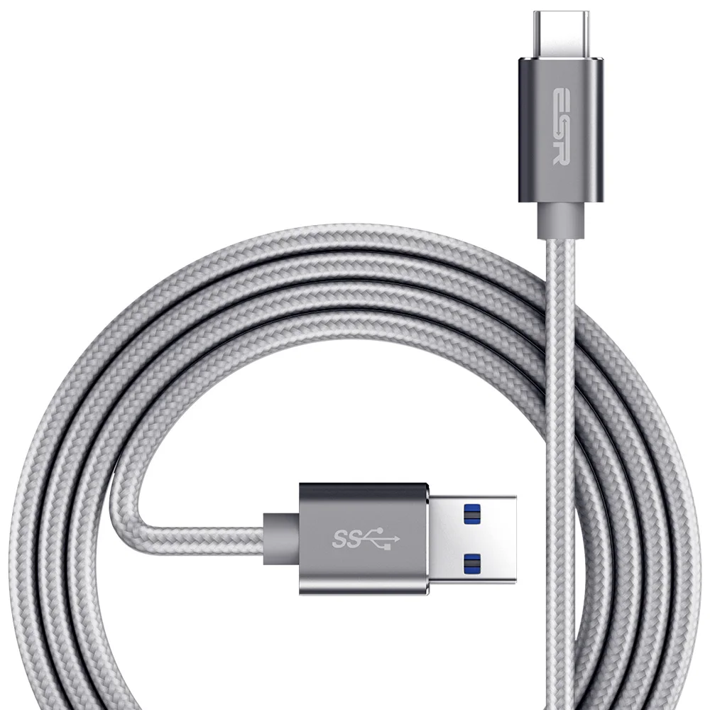 Кабель ESR type-C-type-A USB 3,0-3,1, универсальный кабель для синхронизации, 2 м, 6,6 фута, для телефонов, планшетов, huawei, Meizu, Xiaomi, MacBook - Цвет: Grey