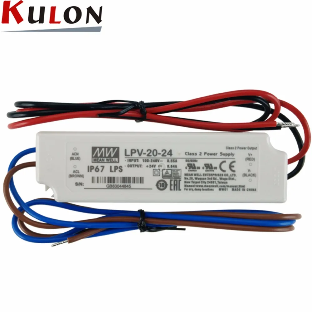 Импульсный источник питания MEAN WELL LPV 20 Вт 5 В 12 15 24 meanwell IP67 водонепроницаемый