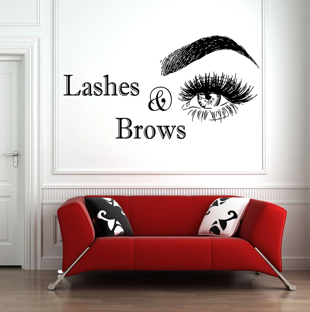 Настенная виниловая наклейка на ресницы и брови Наклейка стену с логотипом