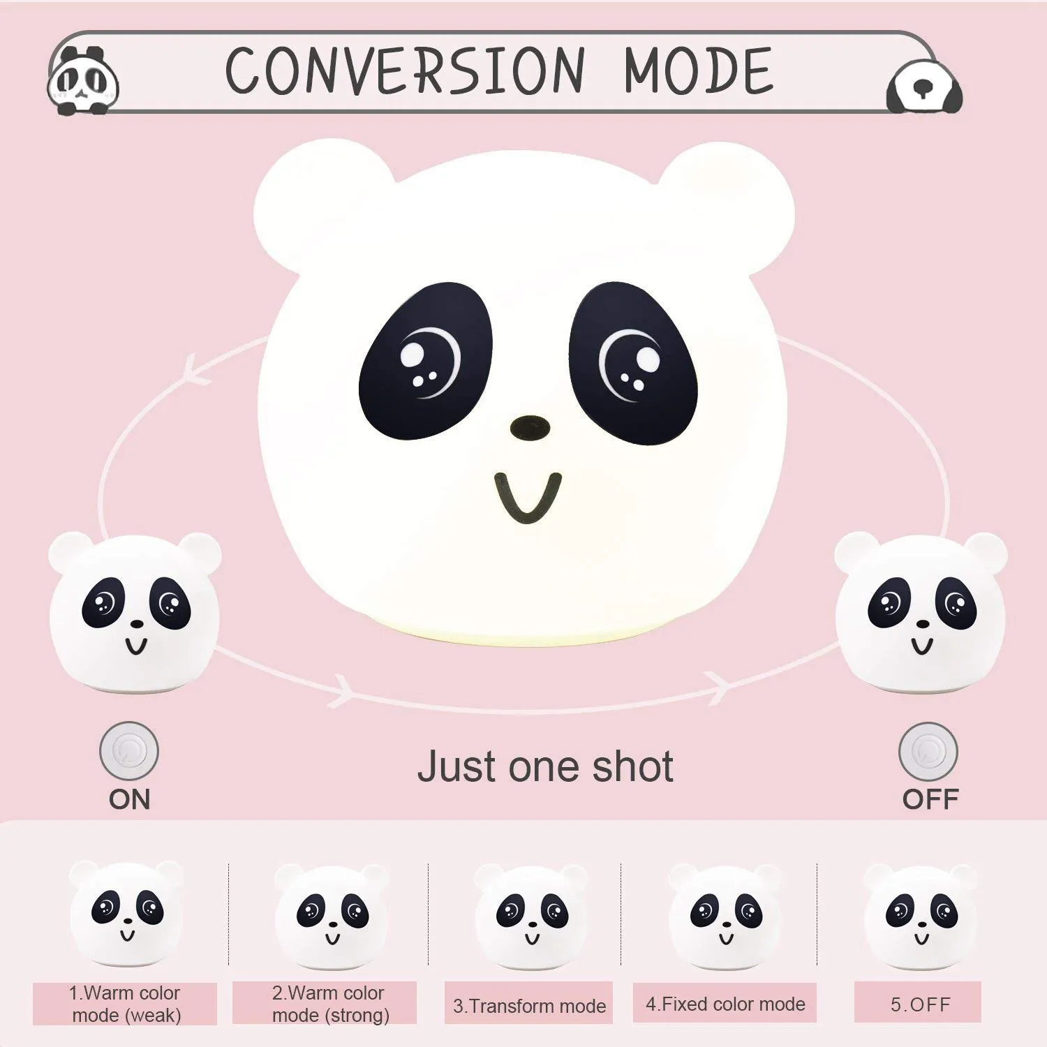SHGO Baby Tap ночник панда 7 цветов светодиодный для детей режимы сенсорного типа usb