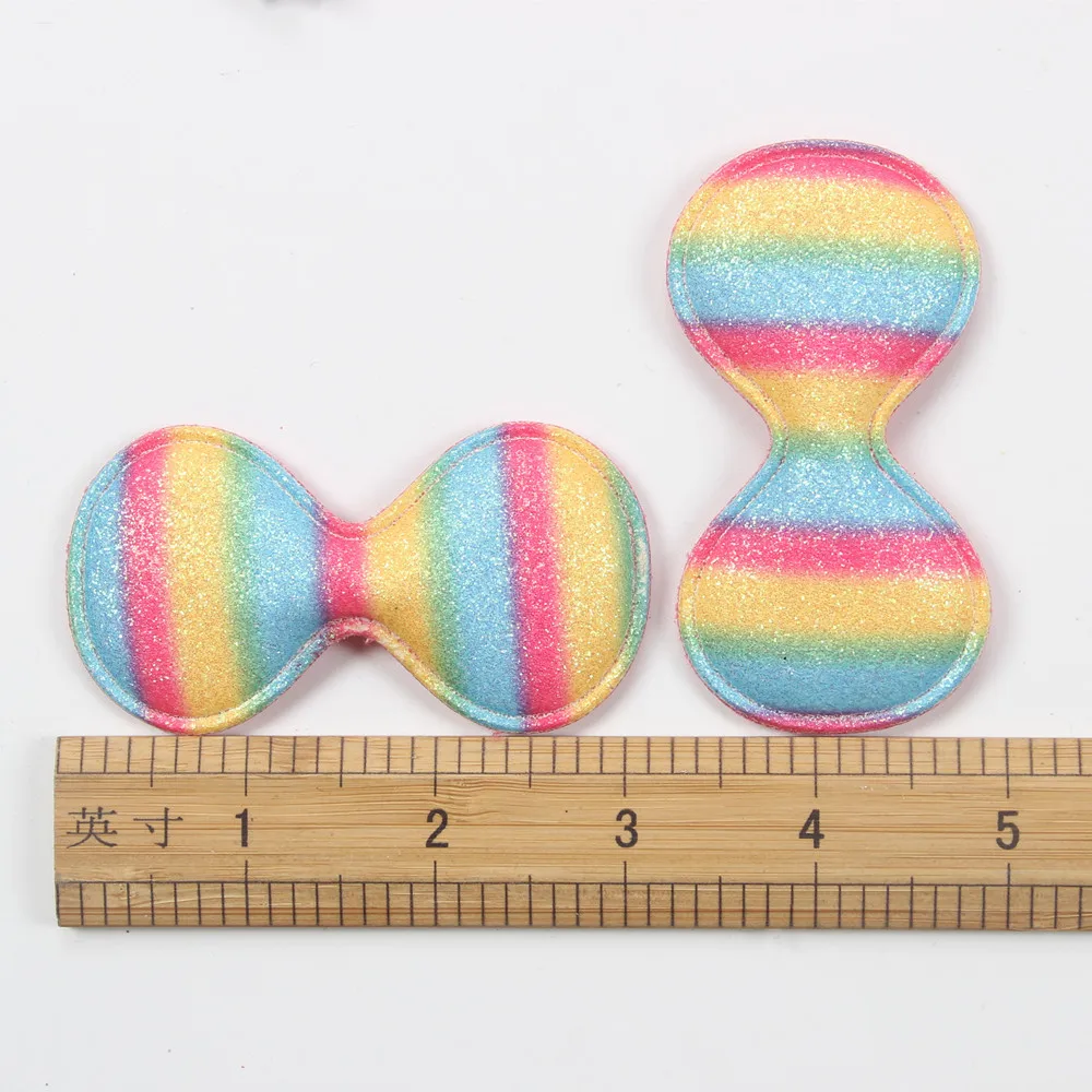 

120pcs/lot PU Glistening Gradual Rainbow Color Hair Bow Princess Girl Bows Hair Accessories FOR Kids Hairpins Hair Clips
