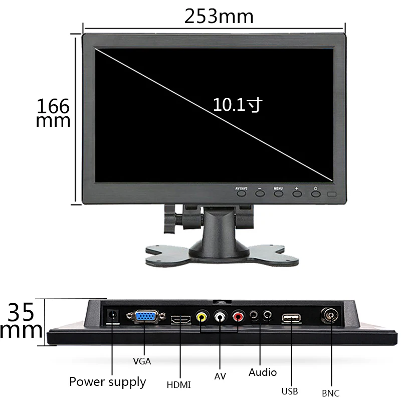 10,1 дюймов портативный дисплей BNC VGA HDMI вход для PS3/PS4 CCTV видеонаблюдения ЖК-экран со встроенным монитор с динамиком