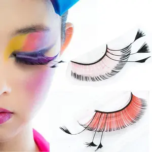 Цветные накладные ресницы YOKPN с перьями павлина, розовые, красные, сценические накладные ресницы для искусства, удлиненные накладные ресницы для макияжа