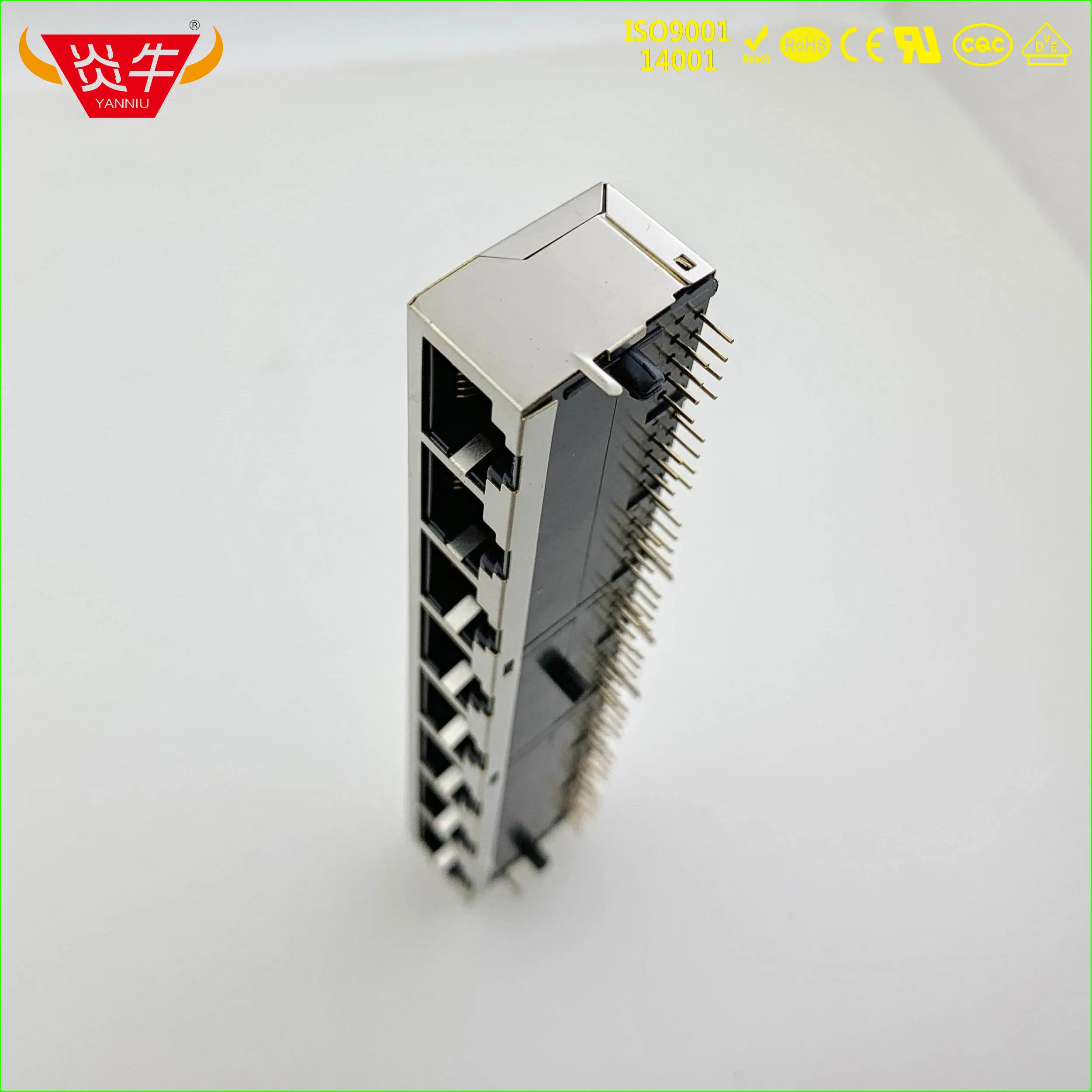 Прямоугольная сетевая розетка RJ45 1*8 8P8C однорядная с 8 отверстиями интерфейсом