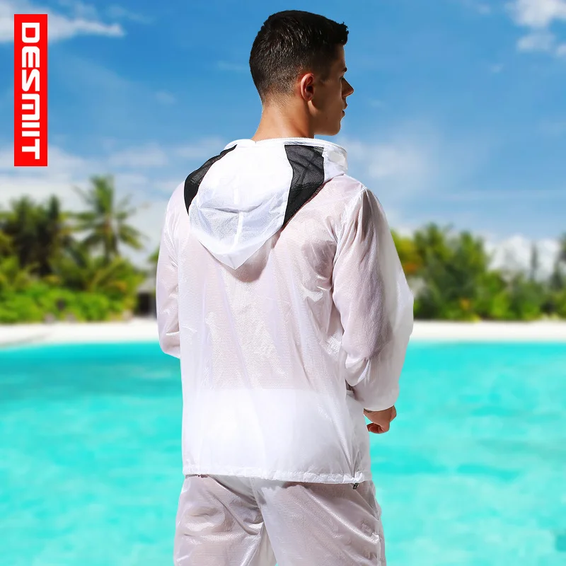 Фото Мужская ультратонкая рубашка с капюшоном Rashguard, пляжная одежда с длинным рукавом и защитой от ультрафиолета, куртка для водного спорта №2