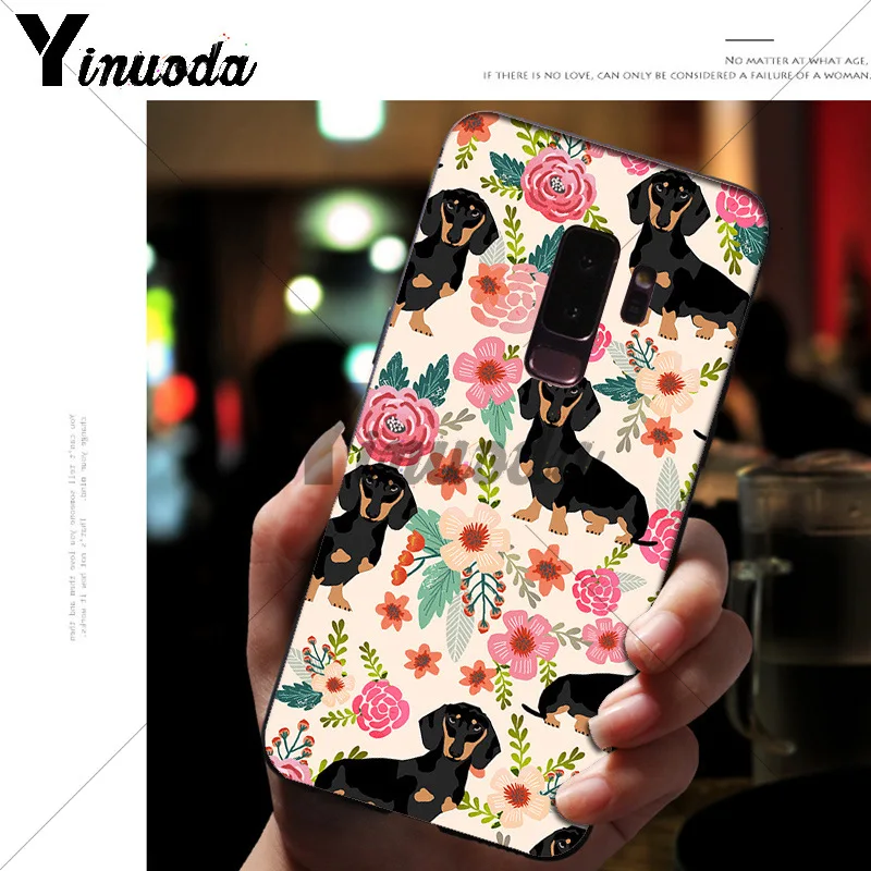 Yinuoda Animals Dogs Dachshund Black Soft Shell Phone Cover for Samsung S9 S9 plus S5 S6 S6edge S6plus S7 S7edge S8 S8plus