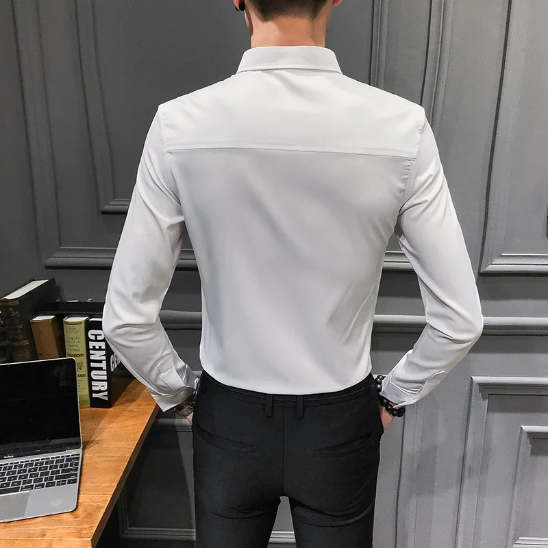 2019 новая весенняя рубашка с длинными рукавами Мужская брендовая вышивка мужские