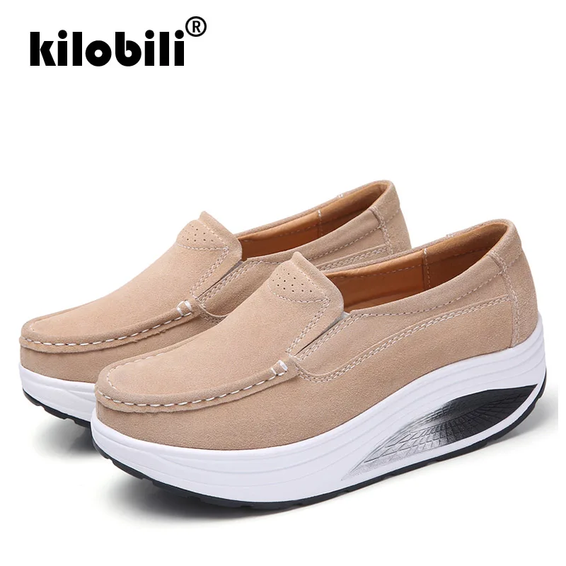 Kilobili/2019 весенние женские туфли на плоской платформе замшевые подошве женская