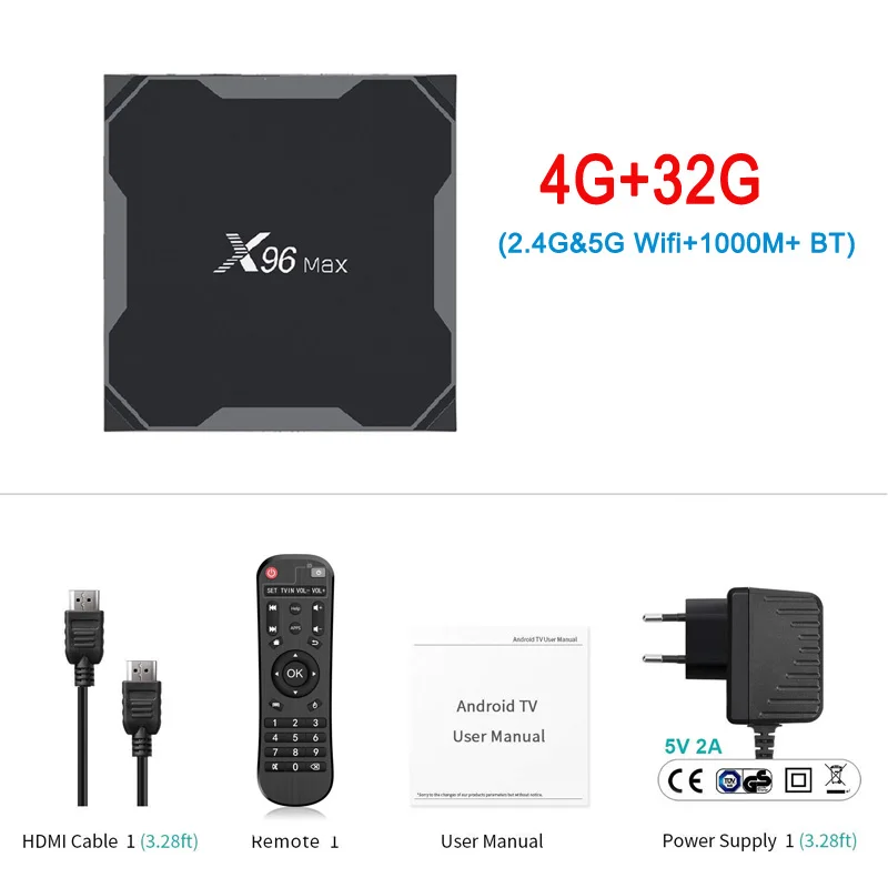 4G 32G X96MAX Smart Android 9,0 4G 64G ТВ коробка Amlogic S905X2 LPDDR3 четырехъядерный двойной Wifi Bluetooth 1000M H.265 X96 Max 4K HD телеприставка - Цвет: 4G 32G