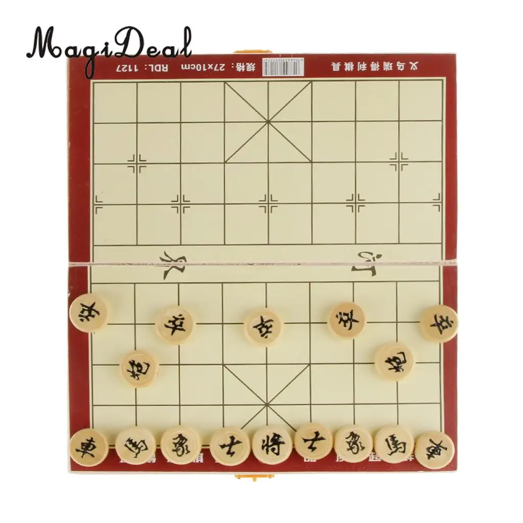 MagiDeal портативный 4,8x13,6x3,3 см складной деревянный традиционный шахматный дорожный набор шахматная игра детский подарок забавные спортивные развлечения