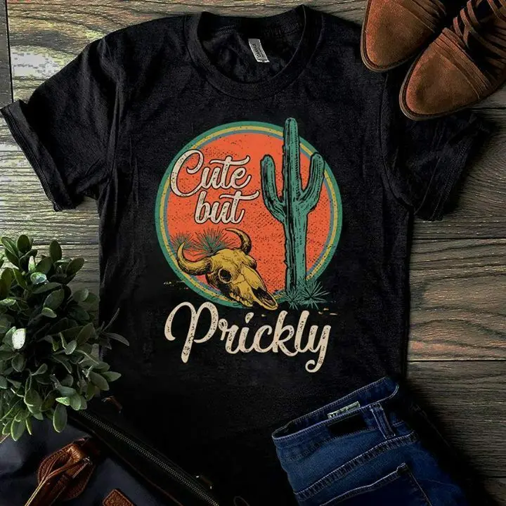 Bull Skull Cute But Prickly Men Vintage T Shirt Cotton S 4Xl |