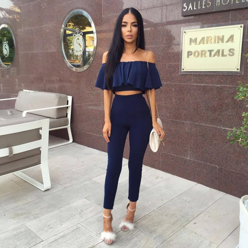 Женский комплект из двух предметов модный пикантный укороченный топ с вырезом