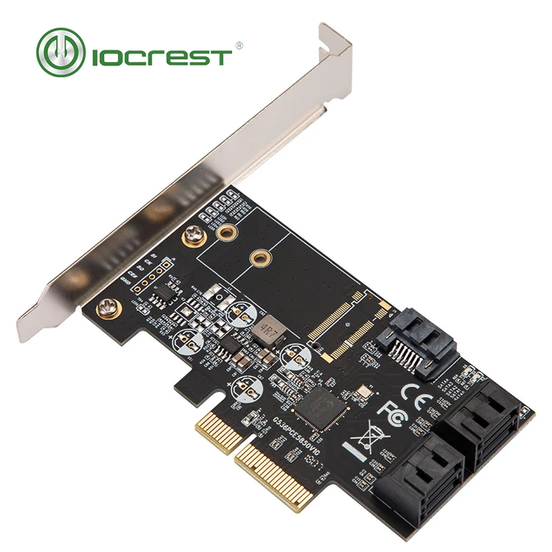 Плата контроллера IOCREST SATA III 6g 5 портов PCIe 3 0x4 плата расширения с низкопрофильным