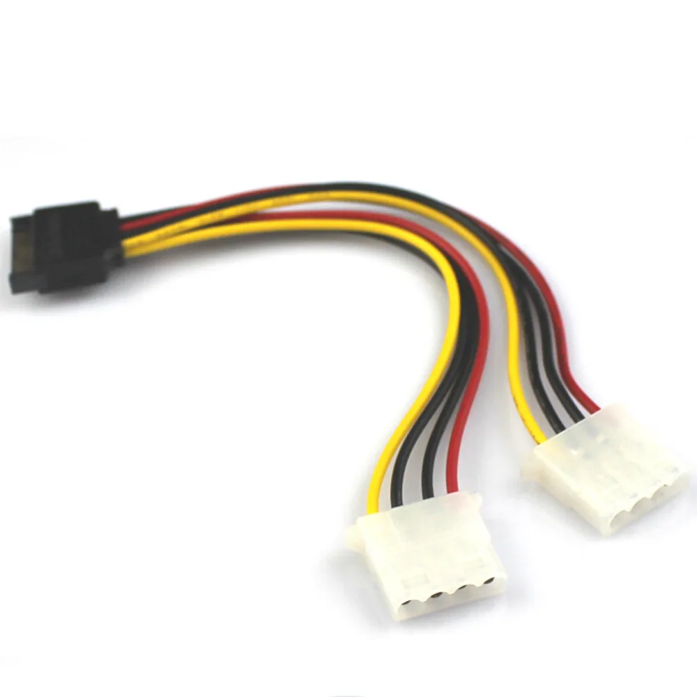 Кабель жесткого диска 15 Pin SATA папа 2 мама 20 см 4 Molex IDE HDD Power J.5|sata male|hard drive cable4 pin molex |