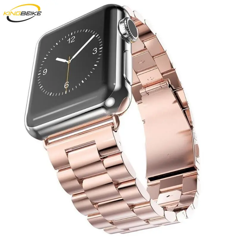 Kingbeike 4 цвета Нержавеющая сталь ремешок для наручных часов Apple Watch 38 мм 40 42 44 версия