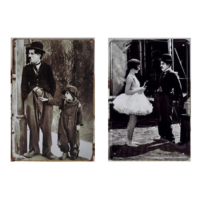 Винтажный предмет интерьера металлические настенные тарелки Charlie Chaplin