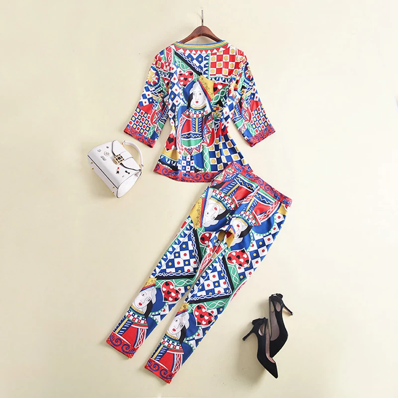 Высокое качество нового Мода 2017 взлетно-посадочной полосы Костюм Установить Для