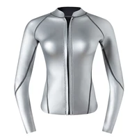 womens wetsuit top 2mm neoprene wetsuit jacket long sleeve front zip wetsuit shirt for diving snorkeling surfing kayaking