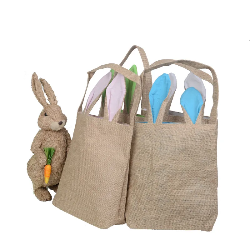 

Fast Shipping Wholesale Easter Bag 100pcs/lot Hot Easter Bunny Candy Bags Jute Cloth Material Gift Bags Easter Decoration