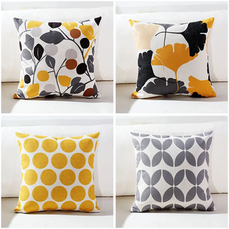 Лидер продаж простая подушка для дивана из хлопка и льна с геометрическим