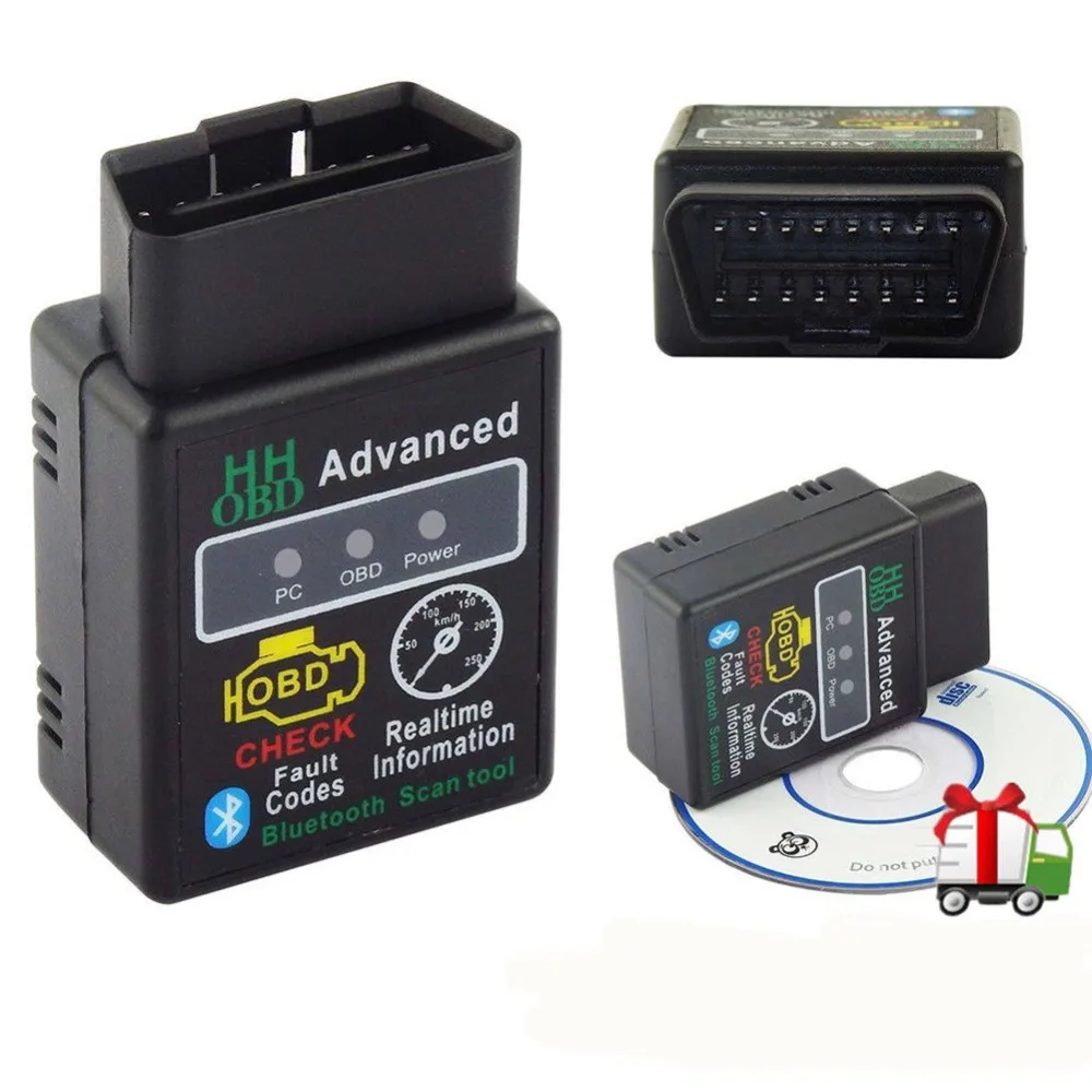 Автомобильный диагностический сканер HH OBD улучшенный ELM327 с Bluetooth V2.1 для