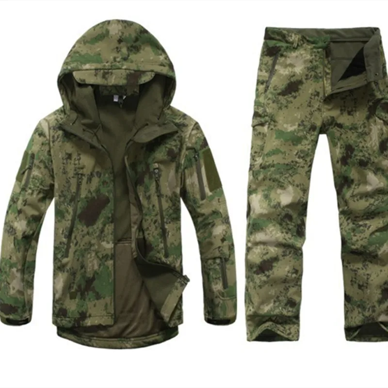 XS-3XL Men Outdoor sets Waterproof softshell Jackets pants V5.0 sports hunting camping thermal Tactical anti-wear hiking Suits
