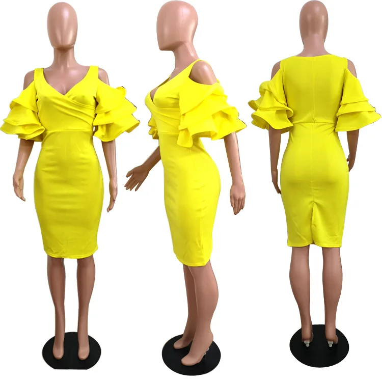 Cold Shoulder V шеи разрез сзади Платья для вечеринок Для женщин Бабочка Половина