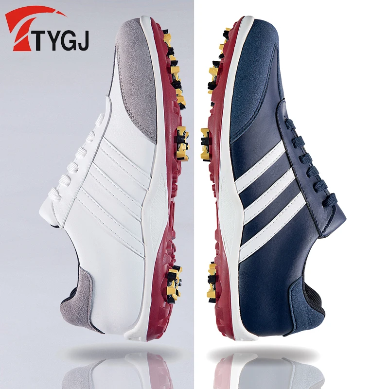 New style mens leather Golf shoes Breathable waterproof removable spikes non-slip sneakers outdoor golf | Спорт и развлечения