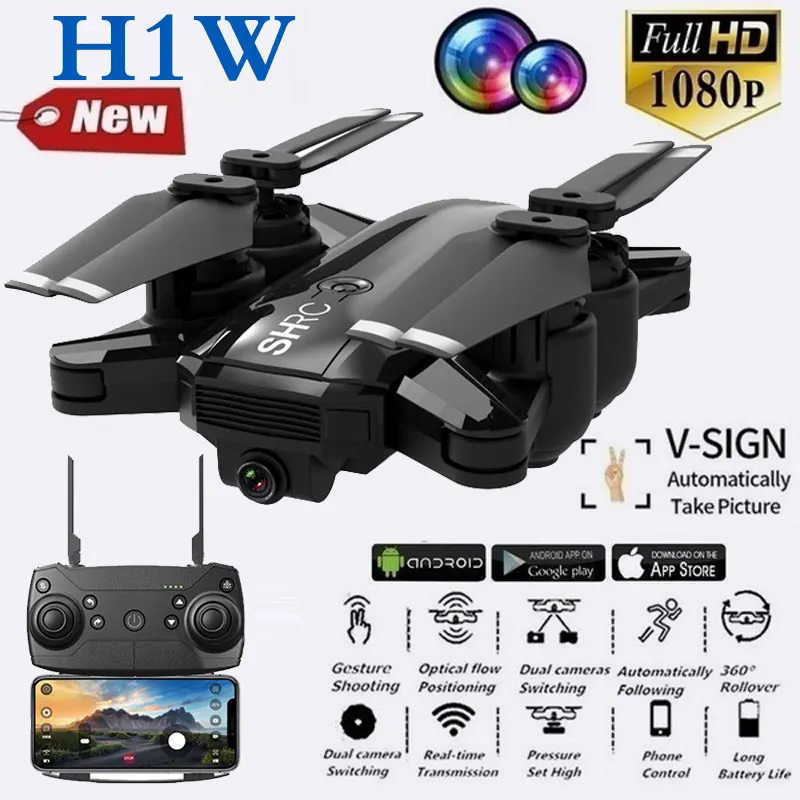 Фронтальная камера H1W Intelligence UAV 2 4 ГГц Wifi FPV 1080P + нижняя 720P с одной кнопкой