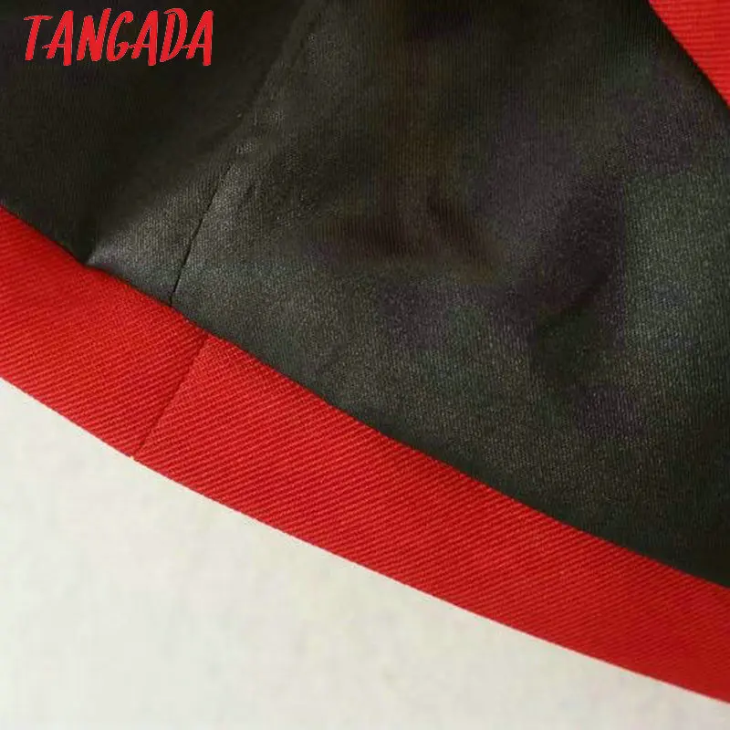 Tangada красный пиджак женский пиджак красный жакет двубортный пиджак двубортный жакет офисный жакет стильный жакет удлиненный жакет жакет оверсайз прямой жакет классический жакет женский SX01