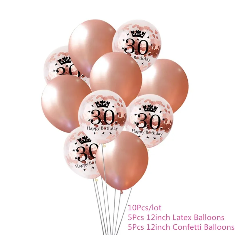 Chicinlife Rosegold 30th День рождения украшение сердце воздушный шар "Конфетти" попкорн коробка для взрослых 30 лет на день рождения поставки - Цвет: 10Pcs