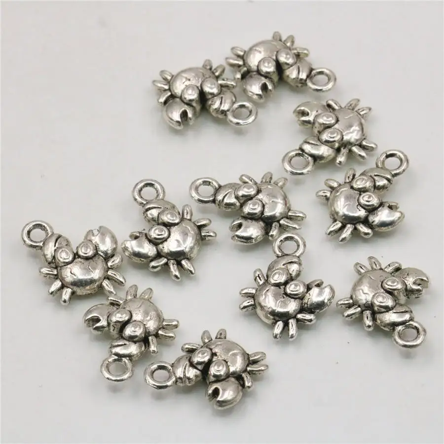 New 50PCS Pendant Women Girls Gifts Crab-Shaped Lucky DIY Loose Finding Accessories Copper Metal Jewelry Making Design 12x15mm | Украшения