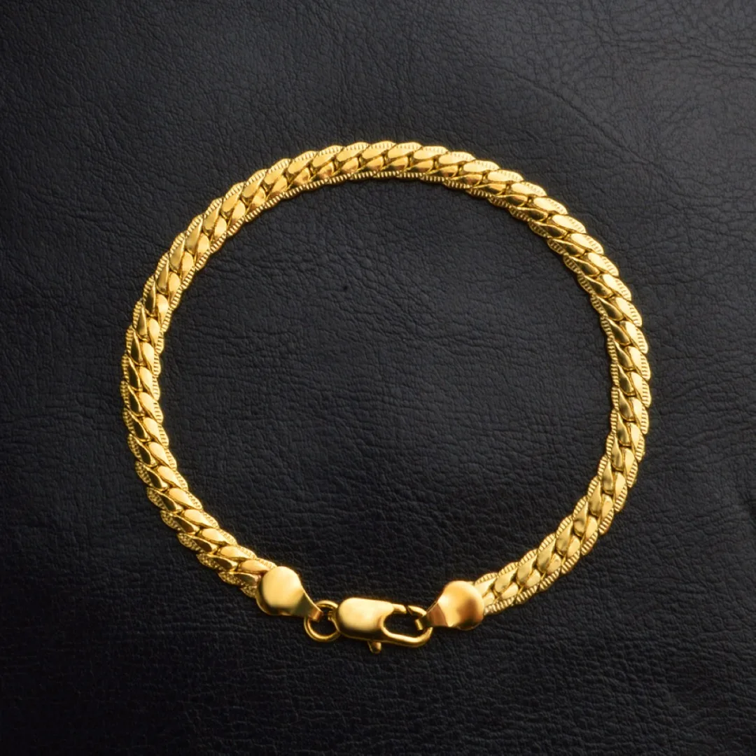 Мужская плоская змеиная цепь из золота 18 карат|Цепочки и браслеты| |