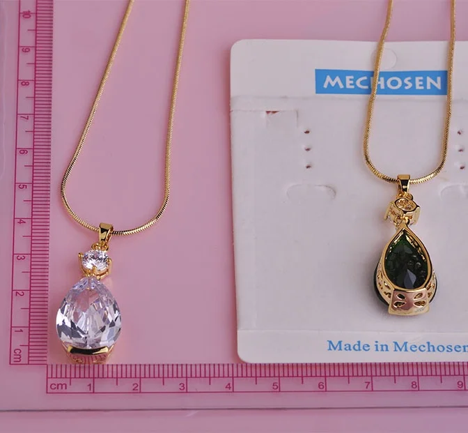 MECHOSEN Природный Камень Подвеска Для Женщин подвески на шею CZ Циркон Зубец