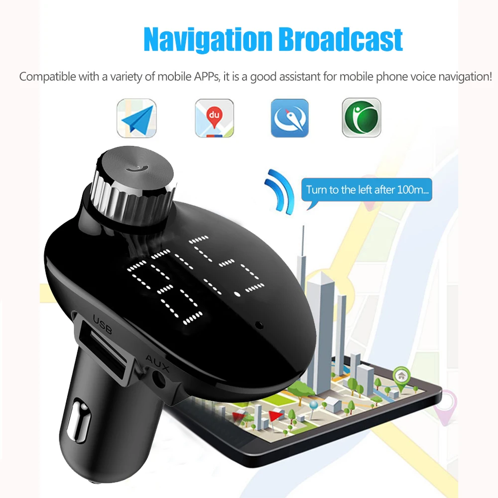 JINSERTA Handsfreee автомобильный Bluetooth fm-передатчик, двойное USB зарядное устройство, автомобильный mp3-плеер 3,5 мм, AUX аудио выход с TF U диском