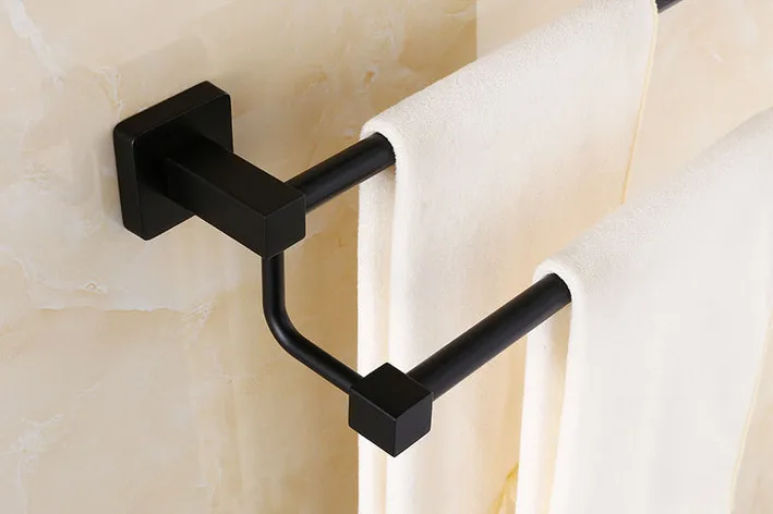 

Free shipping Modern design Europe style stainless steel double towel bar bathroom towel racks 40/50cm length BTB452