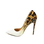 Большой Размеры элегантные туфли, внутренняя отделка из натуральной кожи, с леопардовым принтом, женские вечерние туфли женские туфли-лодочки на высоком каблуке, женские туфли-лодочки