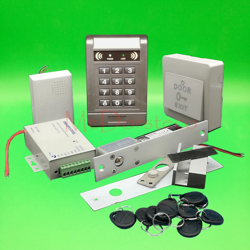 

DIY Complete 125khz Rfid Keypad Door Access control system Electric Bolt Lock single Glass Door Access Control System