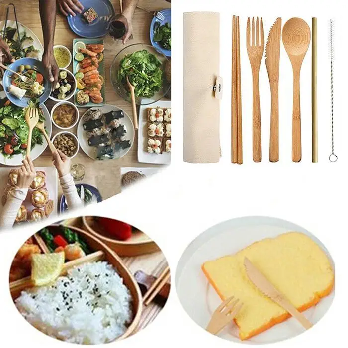 Портативный нож вилка ложка палочки для еды 6 комплект столовых приборов Кухня