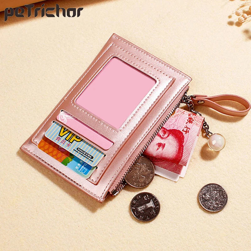 

Pearlescent Leather Small Wallet Women Luxury Brand Mini Women Wallets Purses Female Short Coin Zipper Purse Credit Card Holder