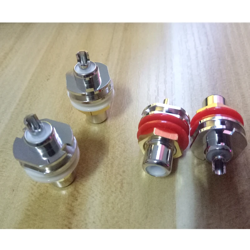 Hi-End 4pcs rhodium plated  GRFA Thick RCA Female Socket Connector Chassis Panel Mount Adapter Audio Terminal Plug