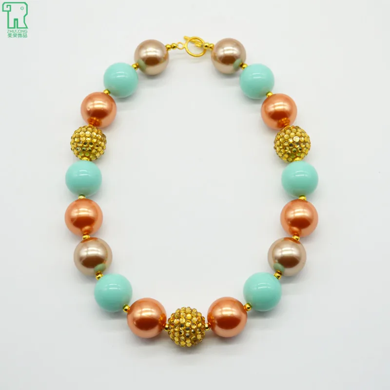 

wholesale 5PCS Princess Bubblegum Beads Necklace New Baby Girls Chunky Beaded Necklace Party Costume Jewelry For Kids