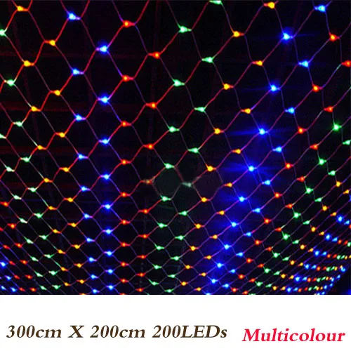 3 м x 2 м 200 Led 220 в супер яркий сетчатый светильник, Рождественский светильник, новогодний светильник для сада, лужайки, свадьбы, праздника, светильник ing - Испускаемый цвет: With Connector