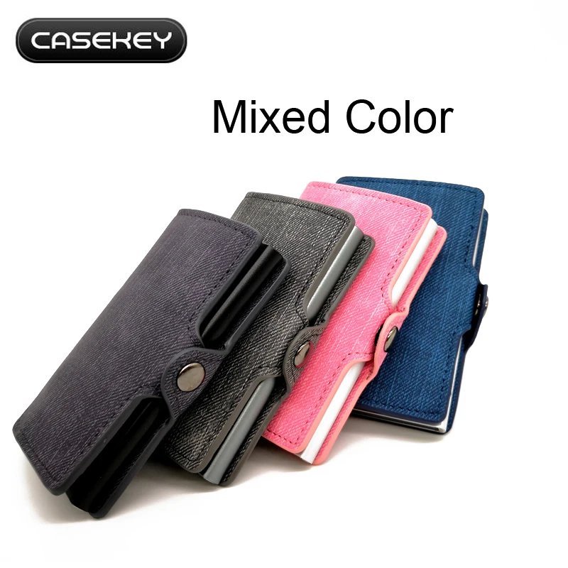 Мини чехол для ключей алюминиевый кошелек из джинсовой кожи металлический с