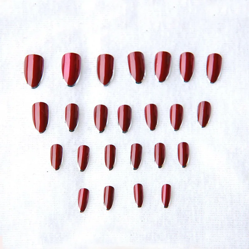 Накладные ногти винно Красного цвета для самостоятельного изготовления 24 шт.