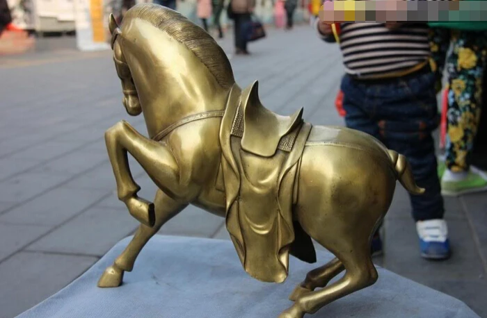 Collectible bronze S2738 12 Chinese Folk Brass Copper Feng Shui Lucku Running War Horse Steed Art Statue | Дом и сад
